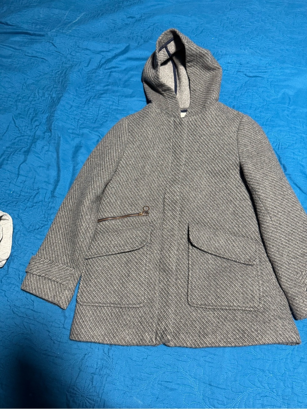 Zara Kids Gray Hooded Wool-Blend Coat size 9/10 140cm